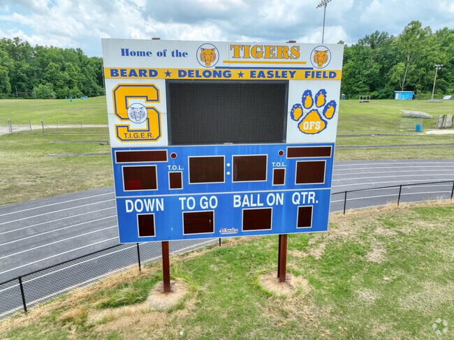 Athletic field scoreboard.