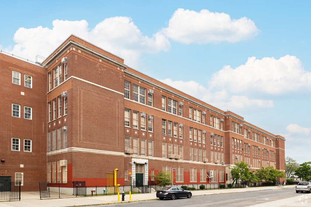 J.H.S. 234 Arthur W Cunningham spans the length of a city block in Homecrest, Brooklyn.