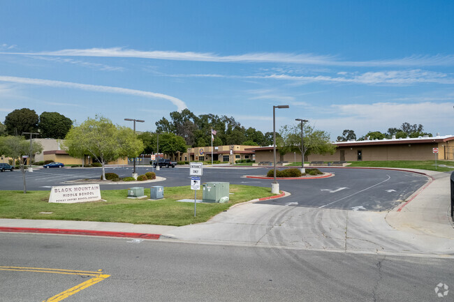 A street view of the entrance of Black Mountain Middle School in Rancho Penasquitos.