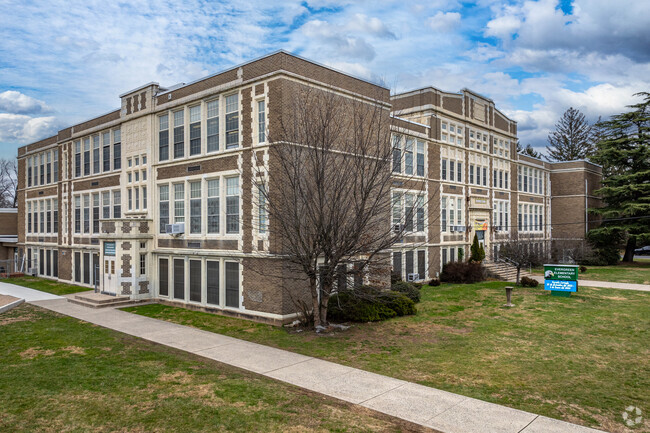 The historic main building at Evergreen Elementary School in Plainfield, NJ.
