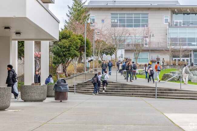 The Highline College campus near Riverfront is bustling with students when school's in session.