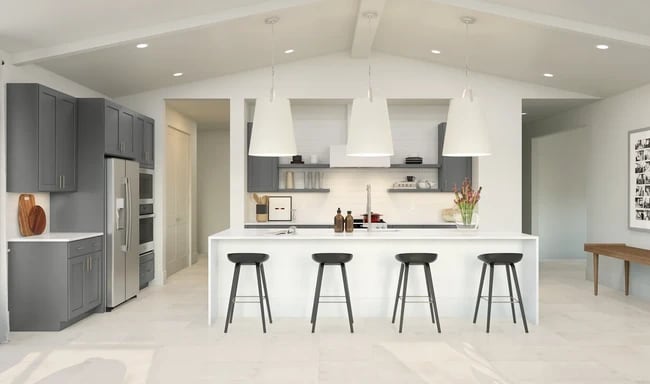 Kitchen with pendant lights