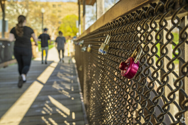Downtown Flat Rock locals leave locks on the historic covered bridge for love.