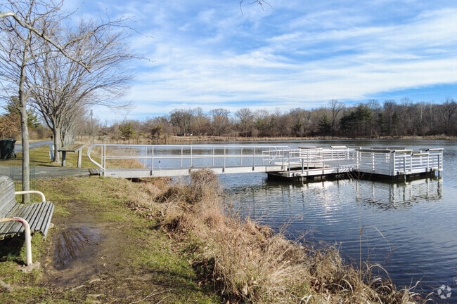 The Artemesia Trail Dock has a path alongside the water in Berwyn Heights, MD.
