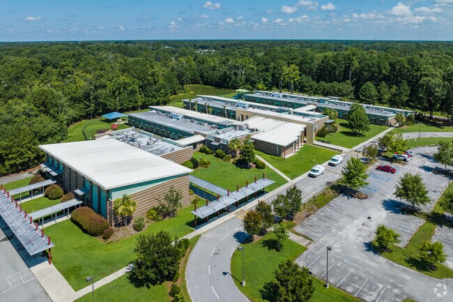 Oakland Elementary School in West Ashley has covered drop off and pick up areas for students.