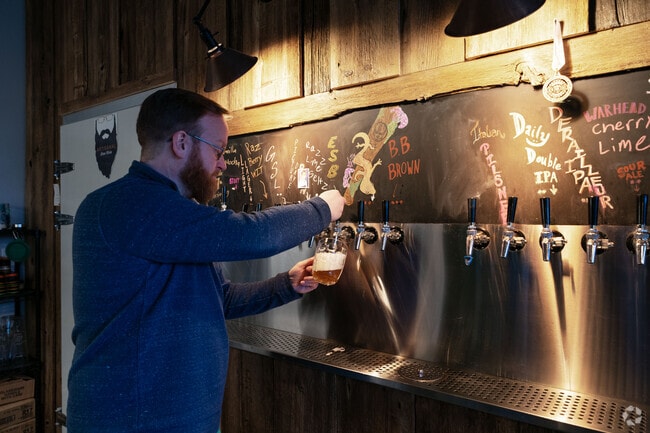 Artisanal BrewWorks is a local brewery with a hiking trail and bike trail out back.
