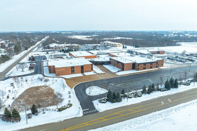 Chelsea Intermediate School offers a sprawling campus when viewed from above.