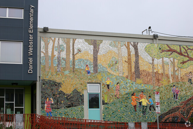 Mural on outside of Daniel Webster Elementary.