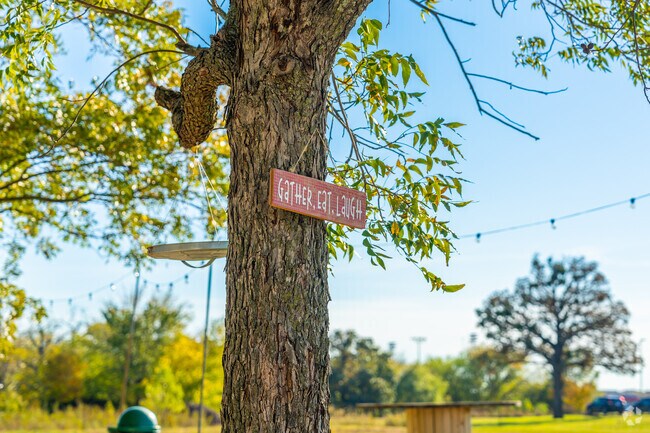 Aubrey residents enjoy gathering outdoor with family and friends for meals.