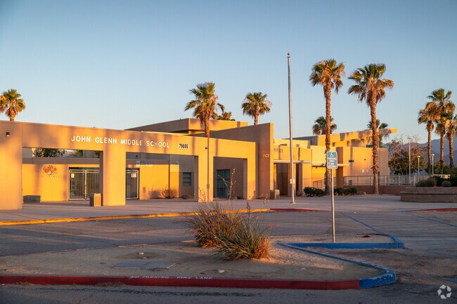 A welcoming entrance is seen at John Glenn Middle School Of International Studies in Indio.