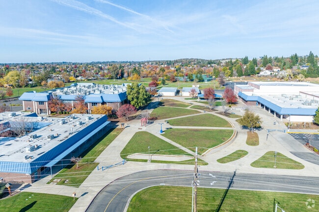 There are outdoor spaces at Folsom Middle School.
