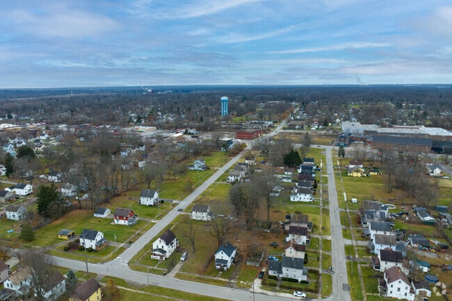 Aerial view of the Amvets neighborhood looking east.