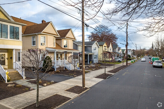 Duplexes sit alongside single-family homes in West Pittston.