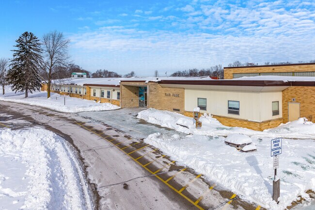 The front of Fair Park Elementary School in West Bend.