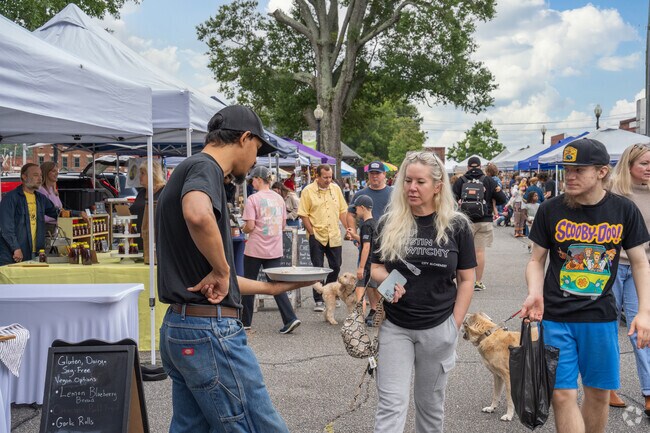 Many vendors offer tastings of their product at the Cartersville Farmers Market.