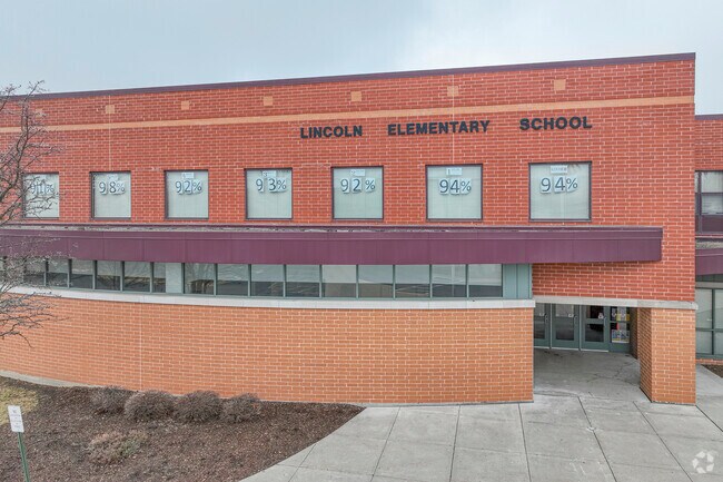 The entrance to Lincoln Elementary School welcomes all through its doors.
