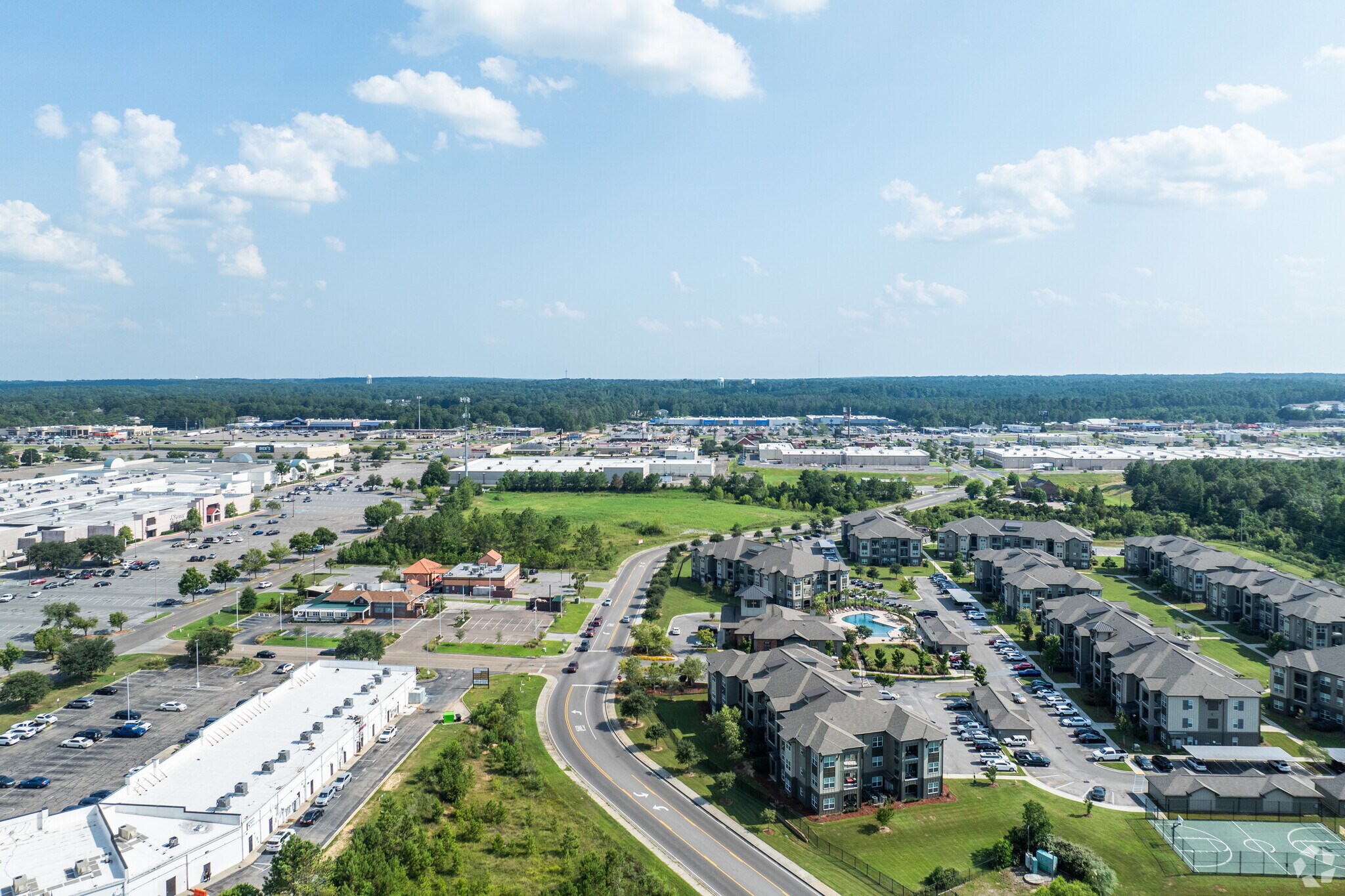 Residents of Oak Grove can conveniently access big box stores and downtown via Highway 98.