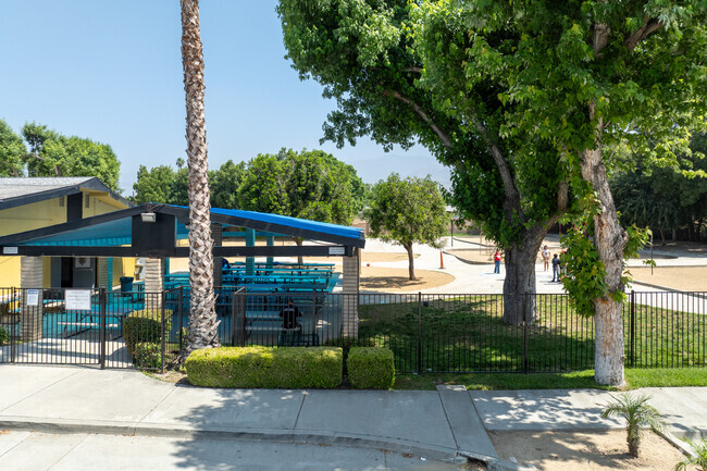 A view of the New Vision Middle School buildings from the street.