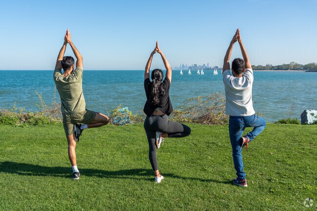 The Evanston lakefront is a favorite place for residents to workout and exercise.