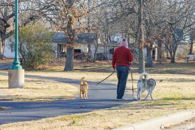 Oakland Heights connects to the Frisco Greenway Trail for walking and biking.