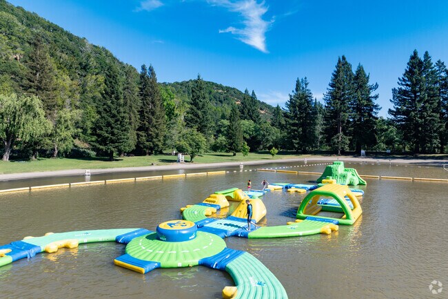 Your children will love playing at the waterpark at Spring Lake Lagoon.  Reservations required for two-hour sessions.