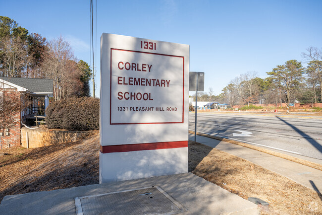 Corley Elementary School can be found at 1331 Pleasant Hill Road, Lawrenceville.