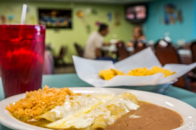 Piscis Seafood & Mexican Restaurant serves the best chicken enchiladas in Blanco River District.