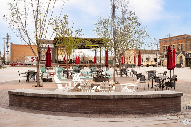 Hang Out with Friends by the Fire at Indian Creek Plaza in Caldwell.