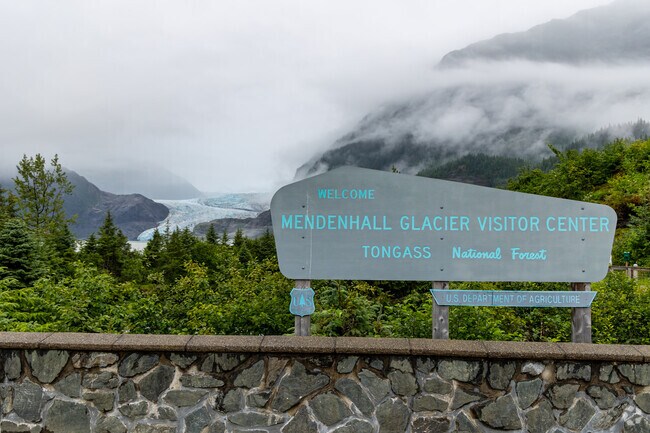Mendenhall Glacier is 10 miles north of Downtown Juneau for additional hiking and exploration.