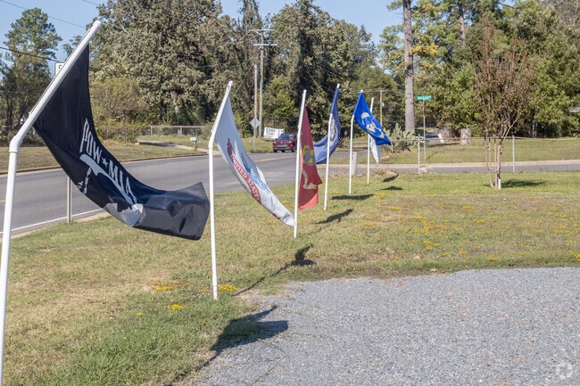 Flags at a Red Chute church supporting our vets.