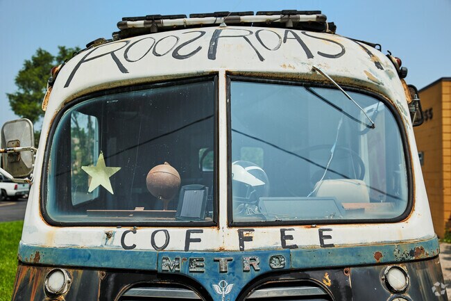 The RoosRoast van is a staple landmark of Frisinger-Woodbury neighborhood.
