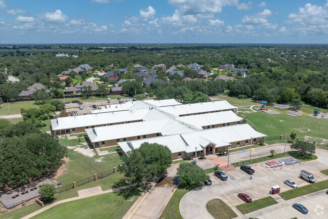 Explore Sam Houston Elementary's layout with an aerial view of the campus.