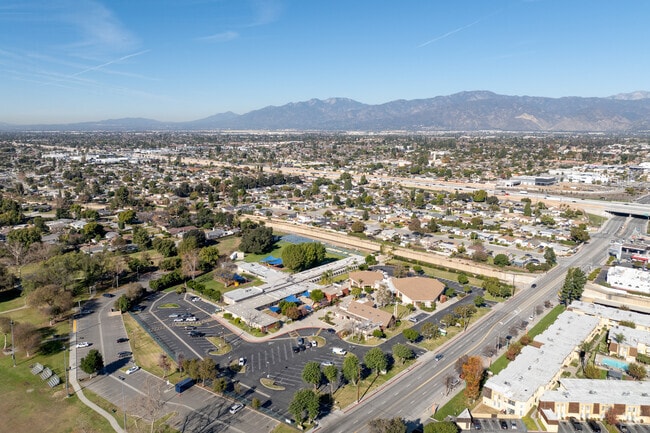 Aerial view of Christ Lutheran School in the city of West Covina, Ca.