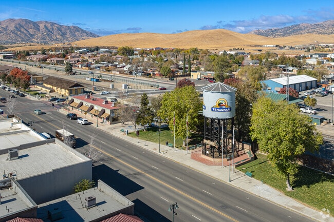 The recently painted Tehachapi water tower adds character to the downtown area.