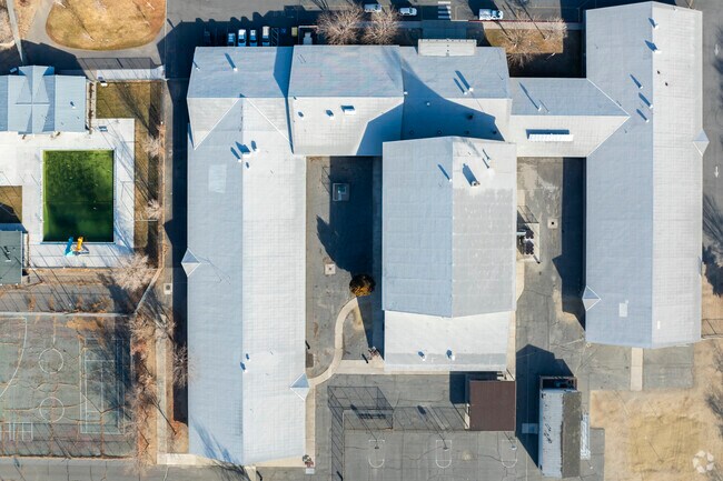 The layout of the campus at Fred W. Traner Middle School.