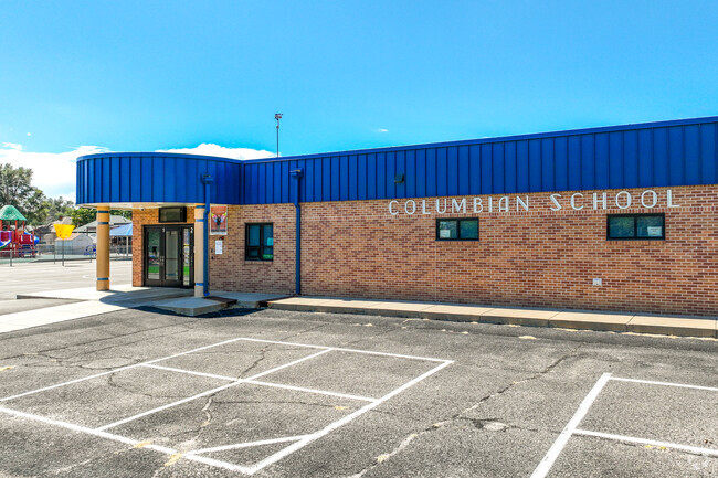 A welcoming entrance is seen at Columbian Elementary School in Pueblo.