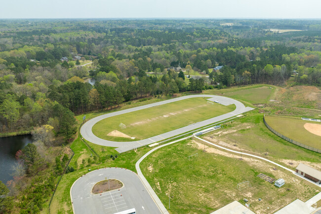 Neuse River Middle School soccer field is surrounded by an outdoor track.