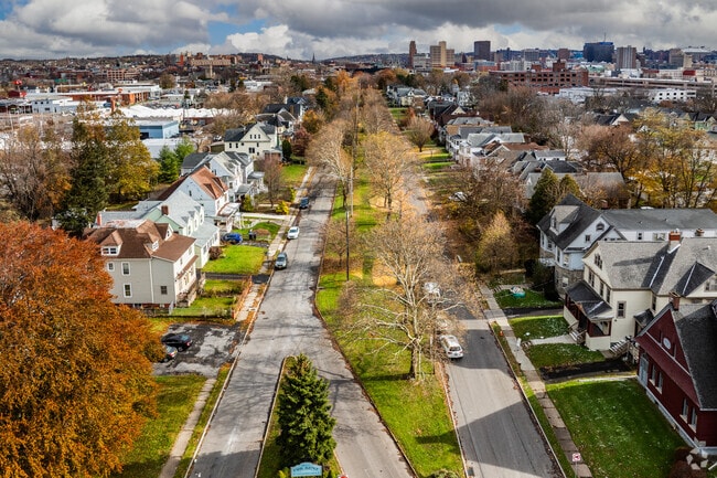 Many homes sit along Park Ave, and most have street parking.
