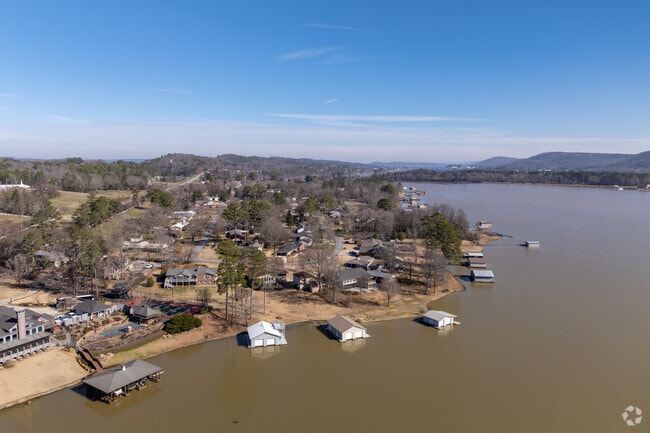 Many of the waterfront homes in Guntersville feature boat docks or boat garages.