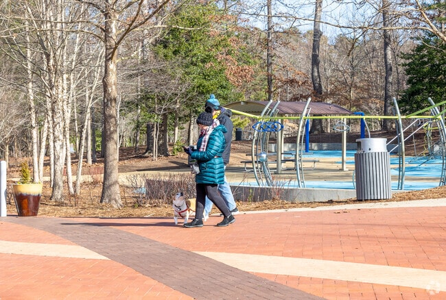 Cary Towne Center residents can their dog take a walk on the brick paths at Walnut Street Park.