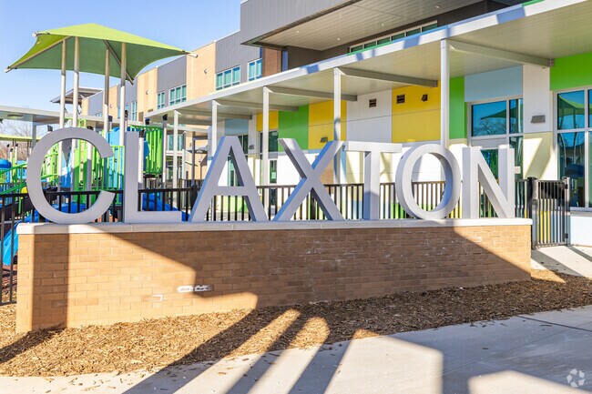 The recently completed Claxton Elementary School showcases a vibrant facade.
