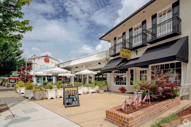 Small local shops are abundant within the bustling Libbie and Grove district near Wilton.