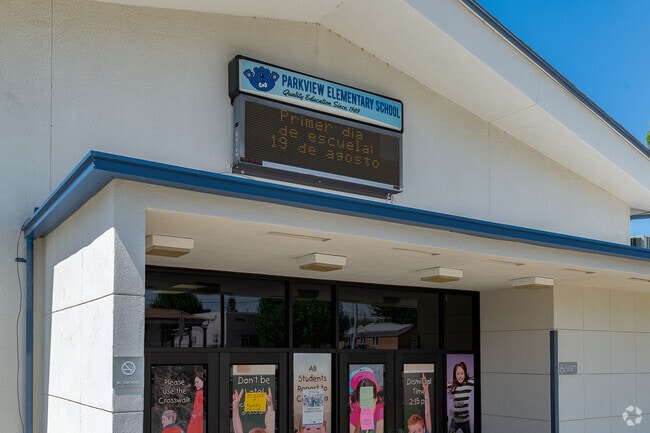 The marquee at Parkview Elementary School keeps students and parents informed.