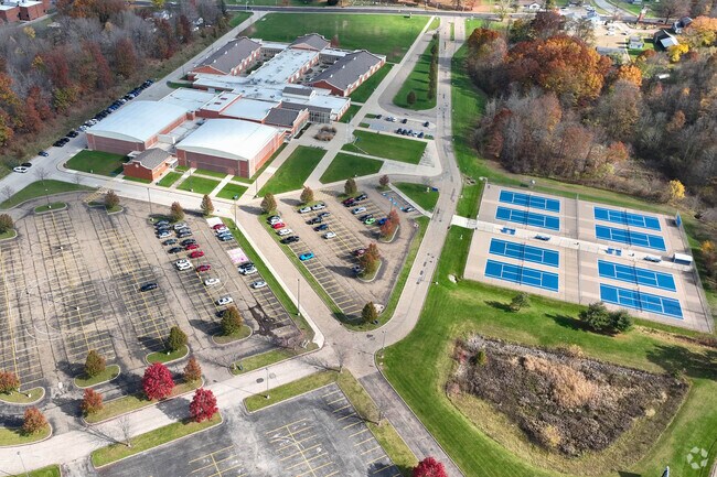 A view of the Ravenna High School Tennis courts.