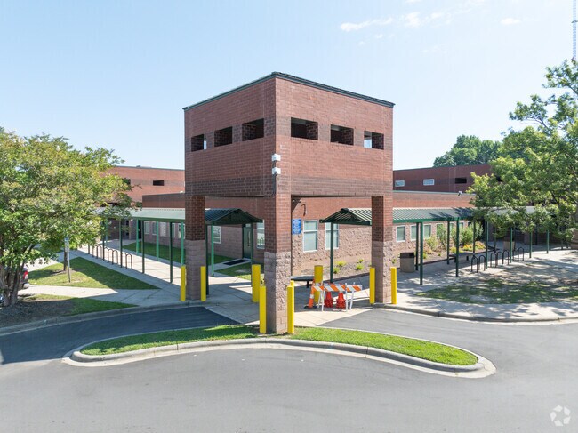 A unique brick entrance to Northridge Middle in Charlotte.