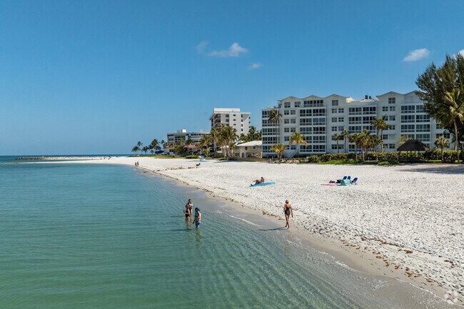 The Moorings Beach Club offers residents a private access beach in The Moorings.
