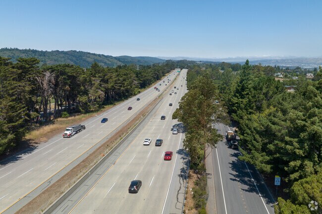 An elevated look at Interstate 280, which residents of Skyfarm use for commuting.