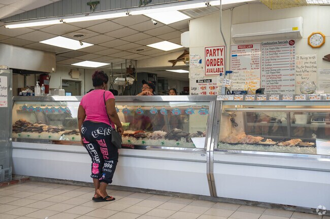 Locals frequent Jackie's Seafood Market to pick up pounds of fresh seafood.