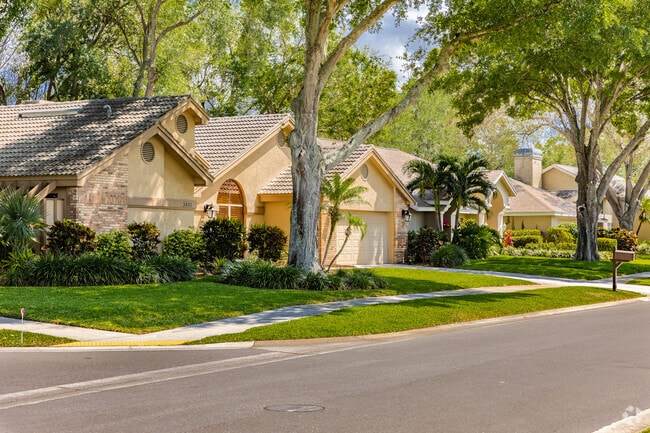 Well-manicured lawns are common throughout Clearwater's Woodgate neighborhood.