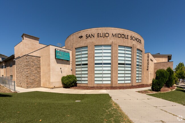 The brand new built modern San Elijo middle school near Village O San Marcos.